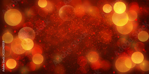 Dark Red Golden Abstract Christmas Bokeh Background
