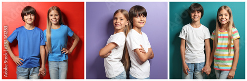 Boy and girl in t-shirts on...
