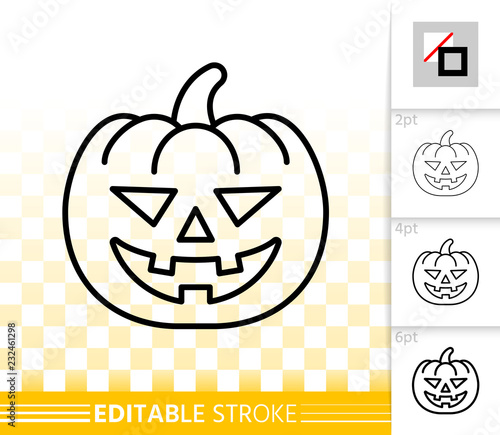 Jack Olantern simple black line vector icon
