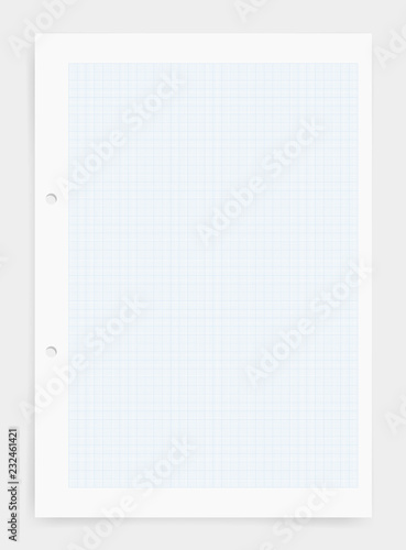Graph paper sheet background with blue pattern area for creative and design. Vector.