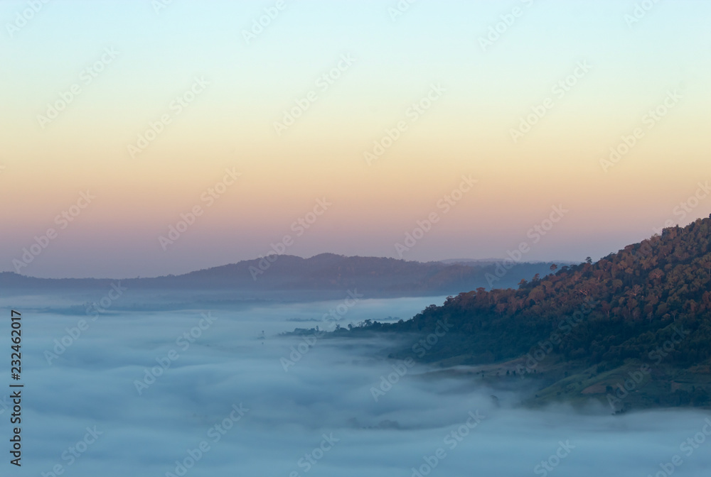 Fog and sun Morning after mountain at Khao Kho, Phetchabun in Thailand.