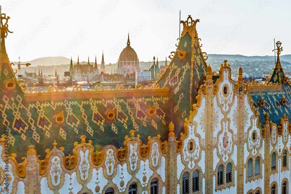 Hungarian parliament in Budapest on the Danube river