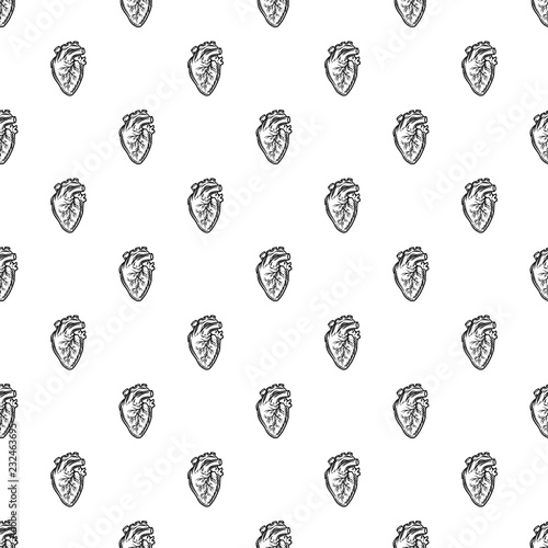 Human heart organ pattern seamless repeat background for any web design