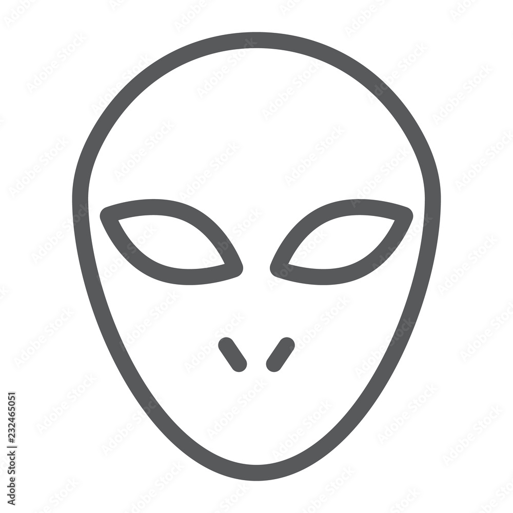 Alien line icon, space and character, humanoid sign, vector graphics, a linear pattern on a white background. Alien line icon, space and character, humanoid sign, vector graphics, a linear pattern on a white background.
