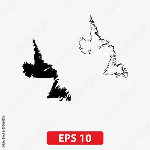 Map of Newfoundland and Labrador, Canada. Vector