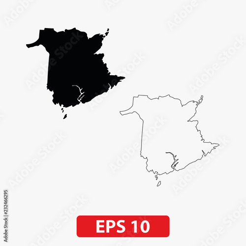 Map of New Brunswick, Canada. Vector