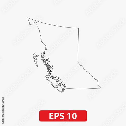Map of British Columbia, Canada. Vector