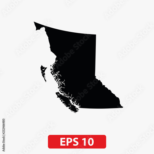 Map of British Columbia, Canada. Vector