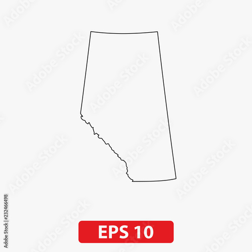 Map of Alberta, Canada. Vector