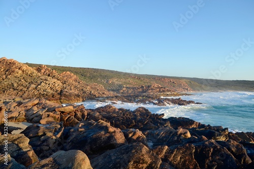 Coastal view of the Indian Ocean - Waves on the rocks