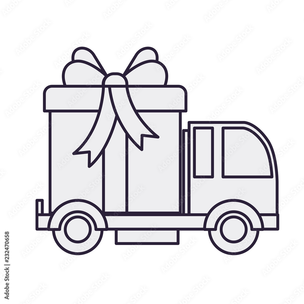 car carrying gift box isolated icon car carrying gift box isolated icon
