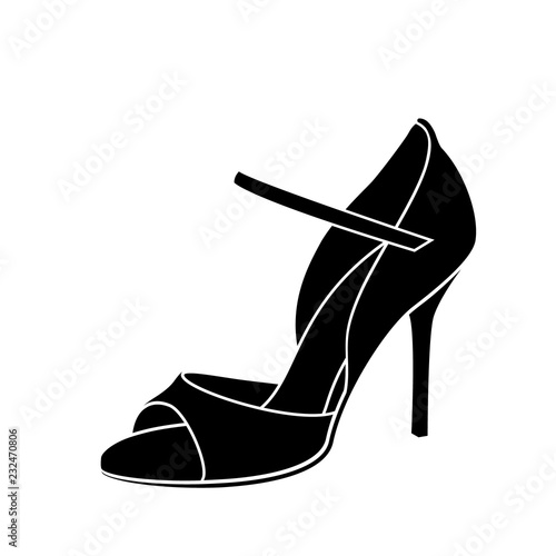 Elegant sketched woman s shoe for Argentine tango dancing.