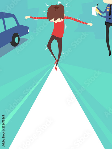 Man Driver Across Line Police Alcohol Check
