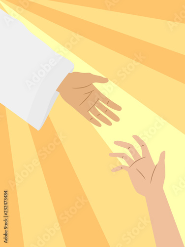 Hands Reach Religion Illustration