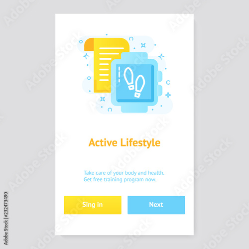 Healthy lifestyle banner concept with fitness tracker