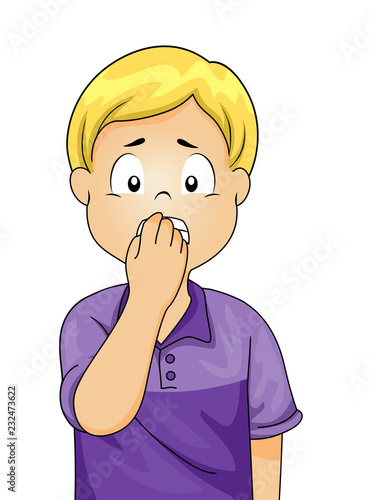 Kid Boy Nail Bite Illustration