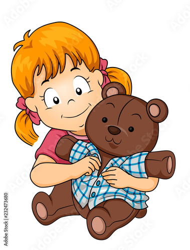 Kid Girl Dress Toy Bear Ill...
