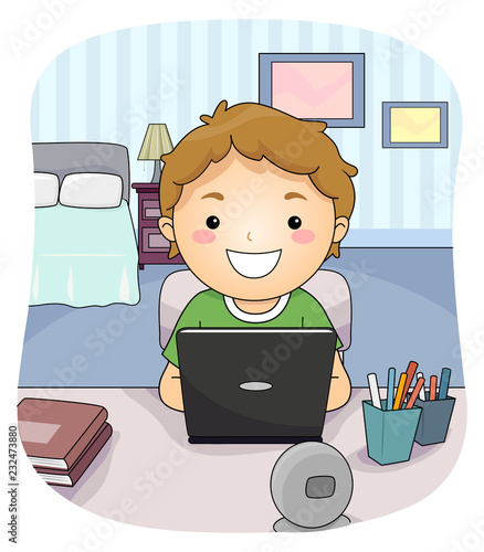 Kid Boy Laptop Study Bedroo...