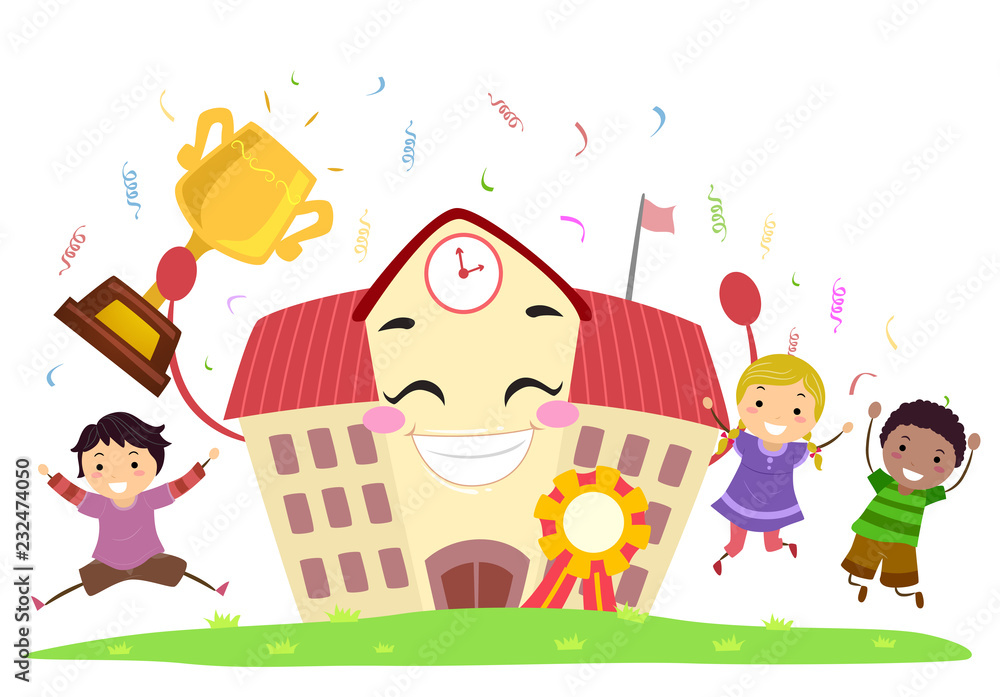 Stickman Kids School Mascot Awards Illustration Stickman Kids School Mascot Awards Illustration
