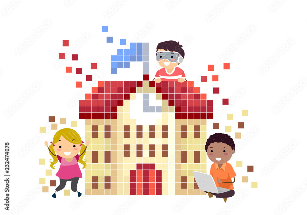 Stickman Kids Virtual School Illustration Stickman Kids Virtual School Illustration