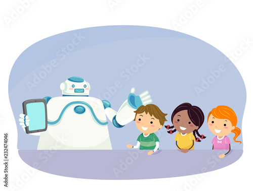 Stickman Kids Robot Explain...