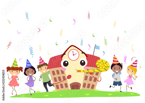 Stickman Kids School Mascot Birthday Party