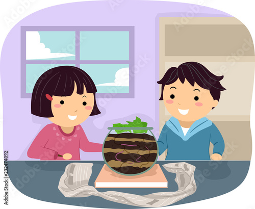 Stickman Kids Wormery Illus...