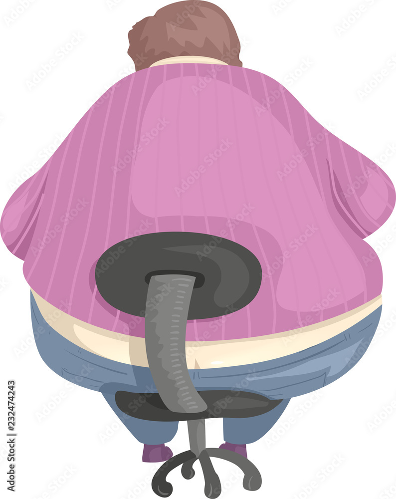 Teen Guy Man Fat Office Chair Illustration Stock Vector | Adobe Stock