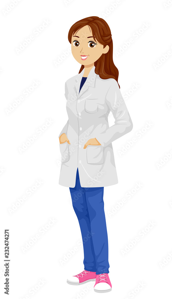 Teen Girl Science Lab Coat Illustration Teen Girl Science Lab Coat Illustration