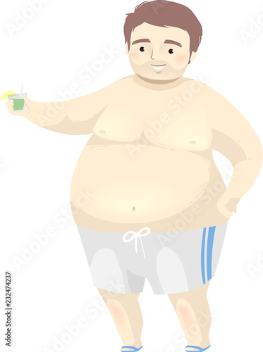 Man Fat Positivity Drinks Illustration