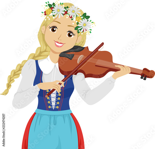 Teen Girl Sweden Midsummer Festival Fiddle Music