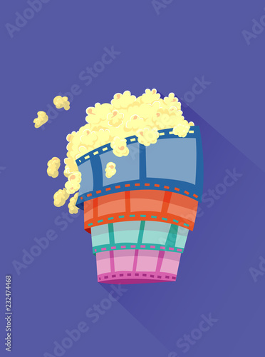 Film Watching Popcorn Illus...
