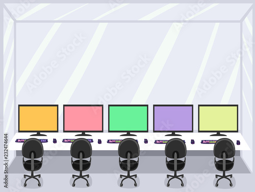 Pro Online Gamer Room Interior Illustration