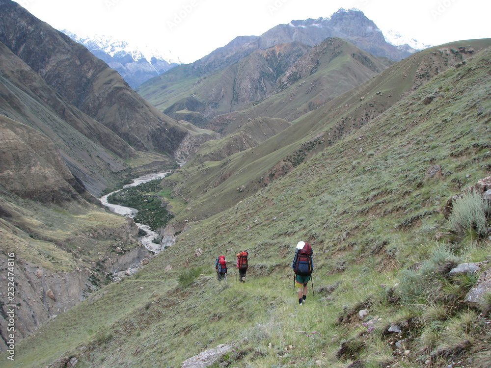 hiking in the mountains