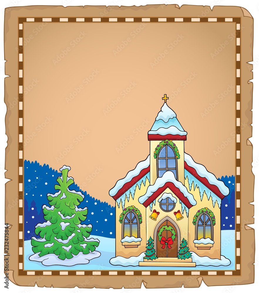 Christmas church building parchment 2