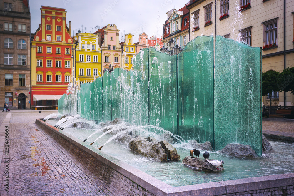 Obraz premium Central market square in Wroclaw, Poland