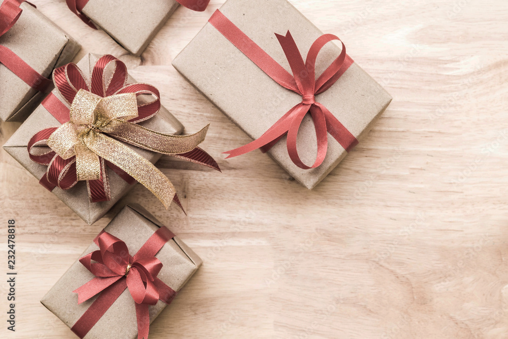 gifts box and copy space flat lay for holiday season gifts box and copy space flat lay for holiday season