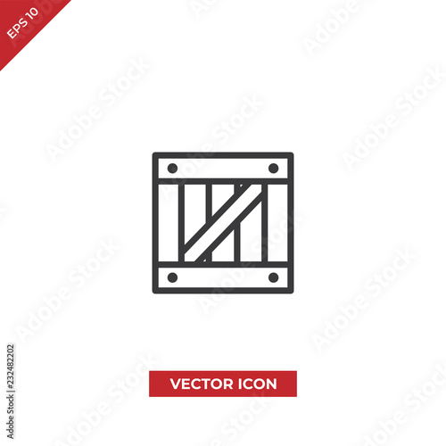 Wooden box vector icon