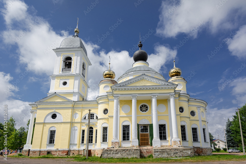 Myshkin, Russia - July 8, 2013: Uspensky Cathedral in the old Russian city of Myshkin on the Volga River
