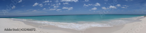 Panorama of Aruba beach and seaside, romantic view of an idyllic Caribbean island perfect for honeymoon and romantic holidays