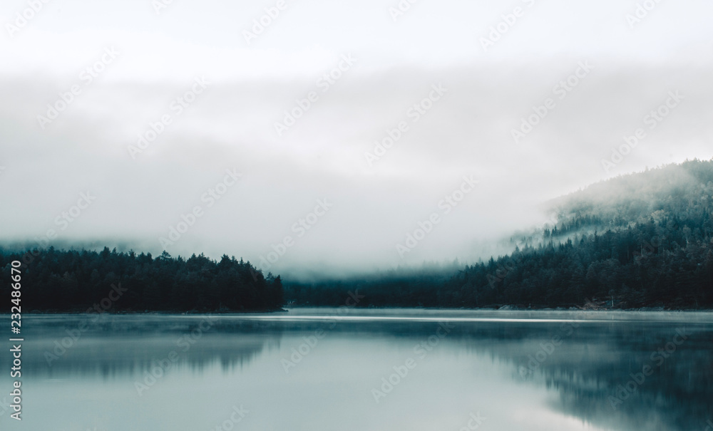 foggy lake in norway