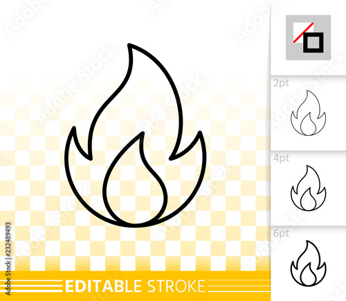 Fire simple flame bonfire black line vector icon