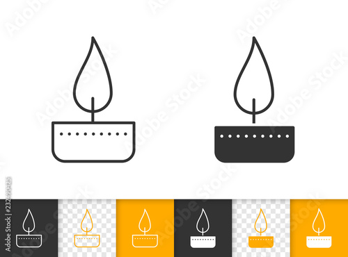 Candle Flame simple black line fire vector icon