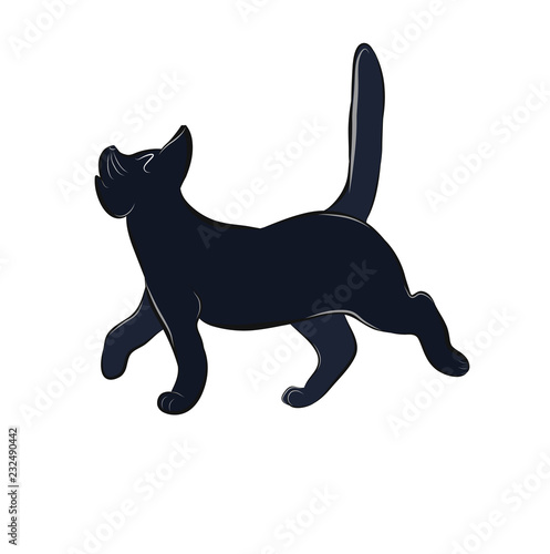 vector illustration depicts an offended cat that  arrogantly passes by without looking at you