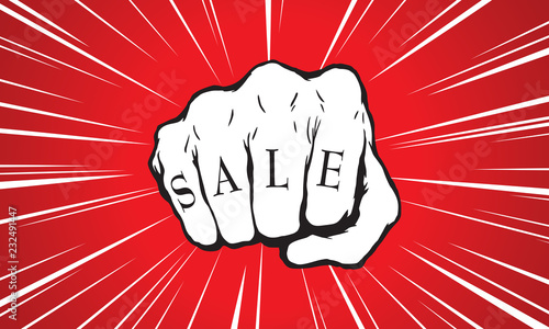 Punch fist with sale message