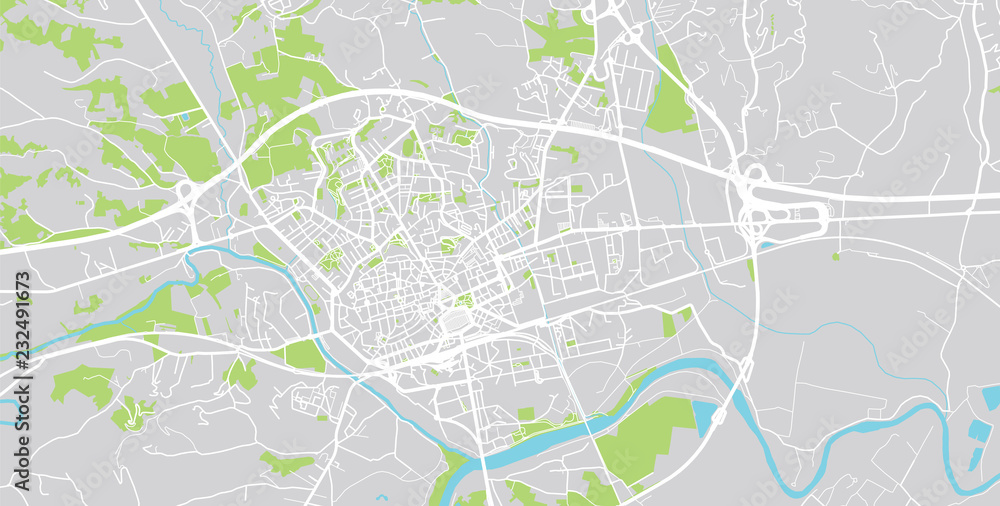 Urban vector city map of Asti, Italy