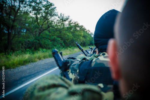 Special forces soldiers on the road