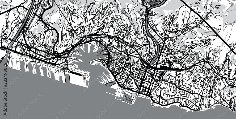 Naklejka premium Urban vector city map of Genoa, Italy