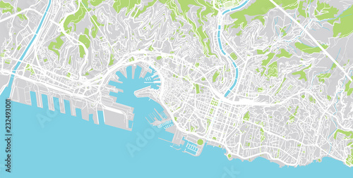 Tableau sur toile Urban vector city map of Genoa, Italy