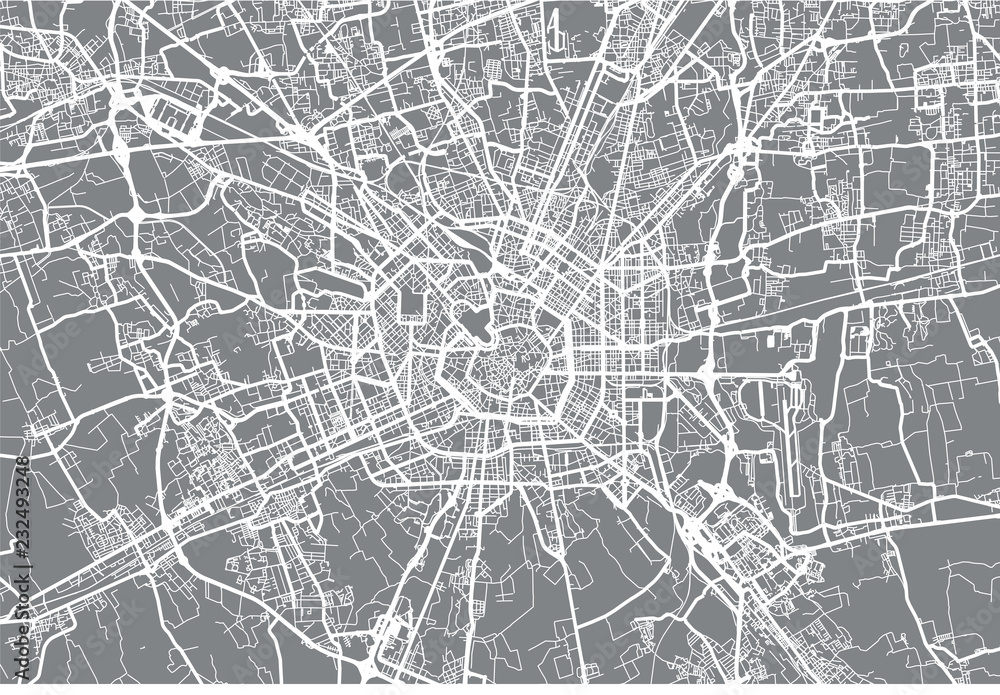 Fototapeta premium Mapa miasta miejskiego wektor Mediolan, Włochy